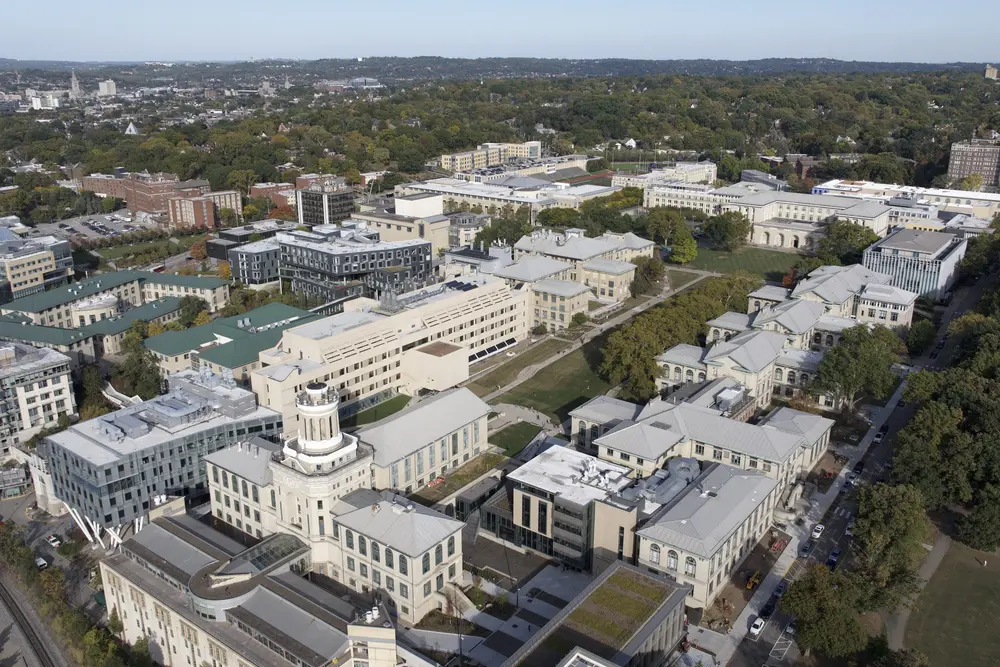 An aerial view of Carnegie Mellon University campus