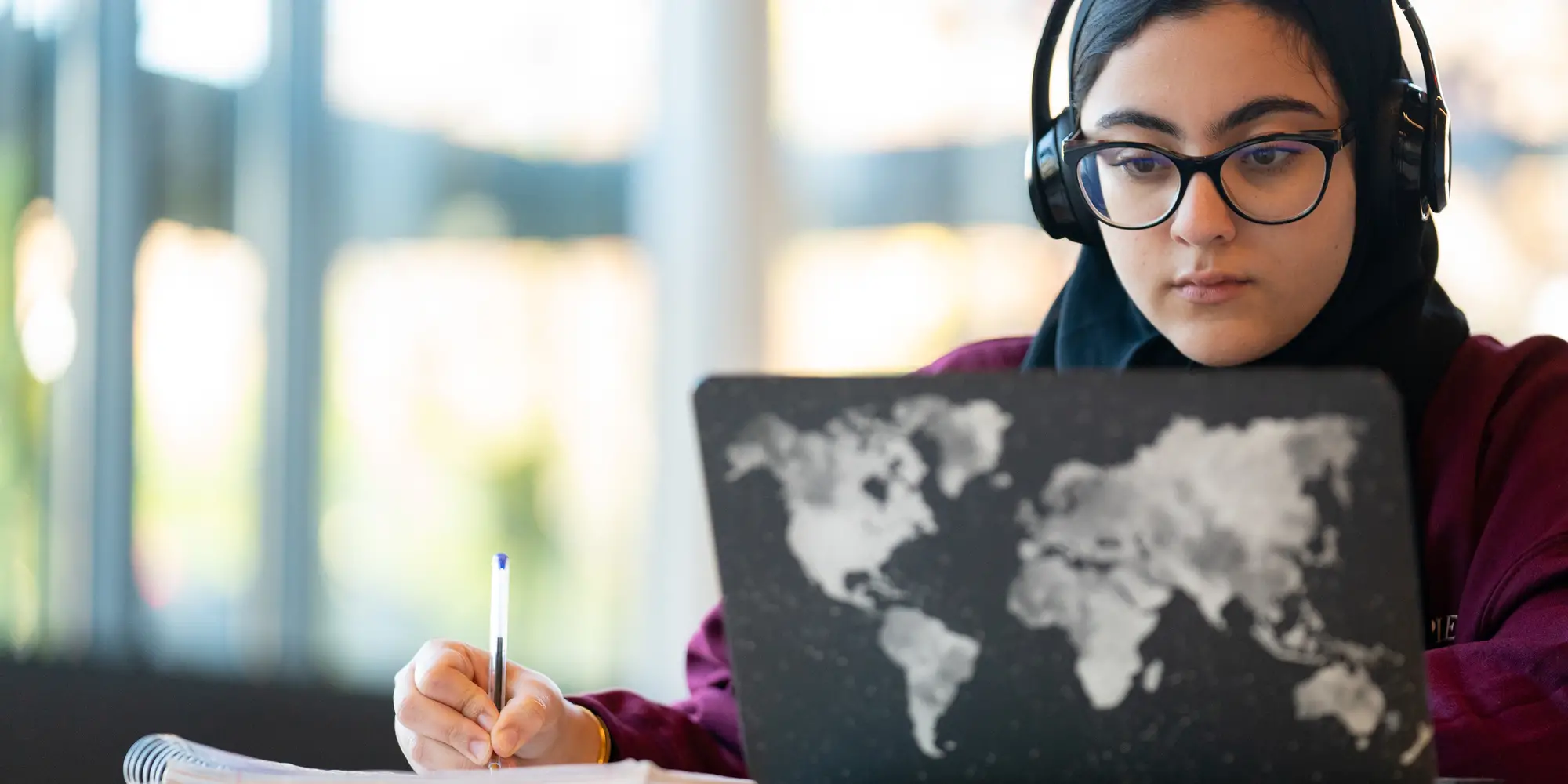 Student working on a laptop
