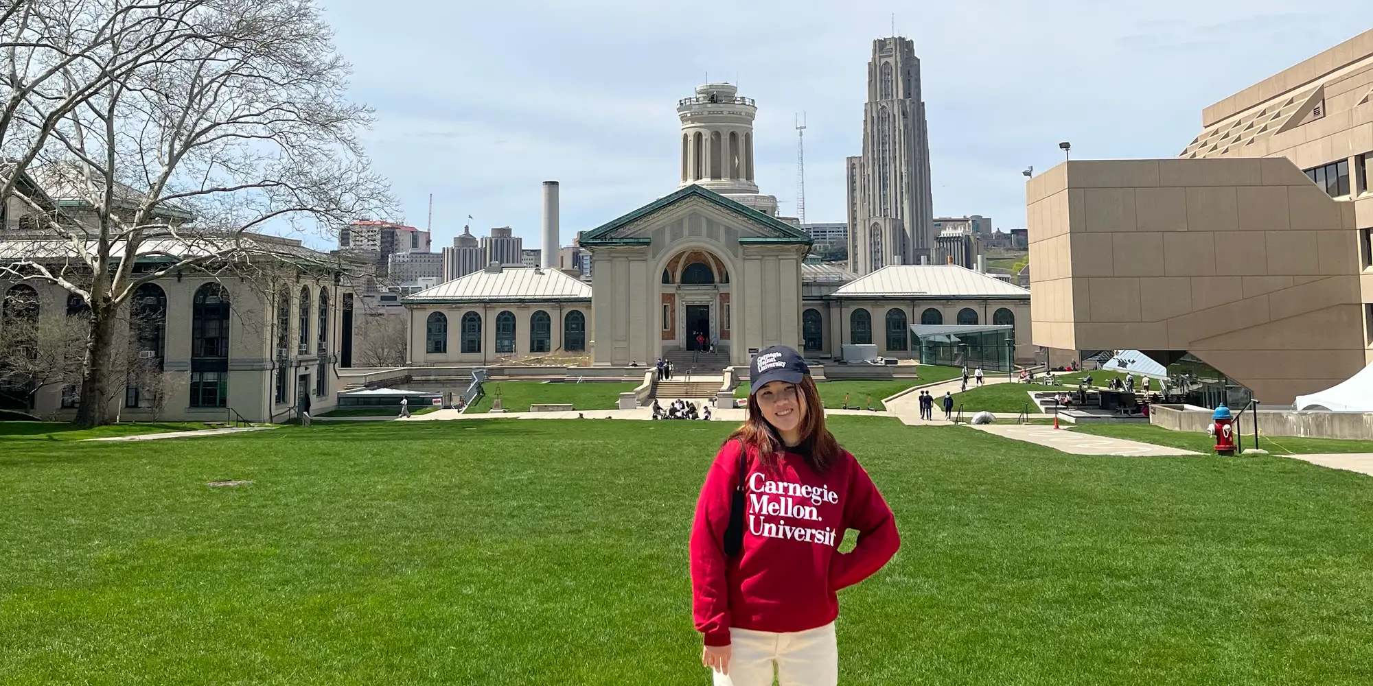 Alycen poses for a photograph on CMU's campus