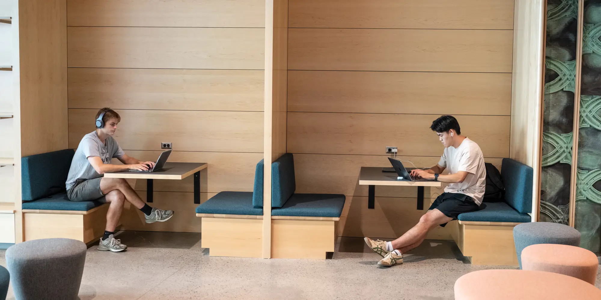 Students studying on campus
