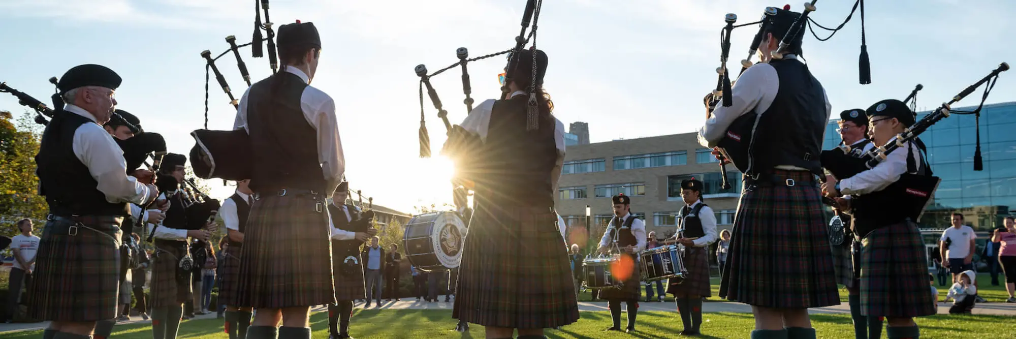 CMU bagpipers play