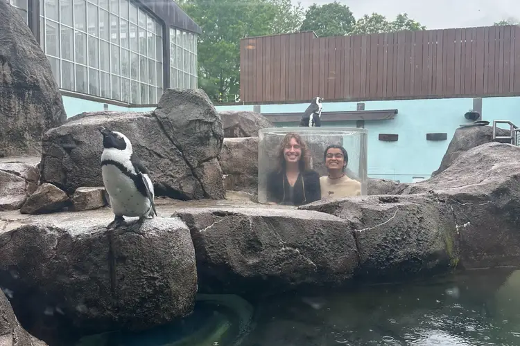 Sruti and friend posing at the Aviary